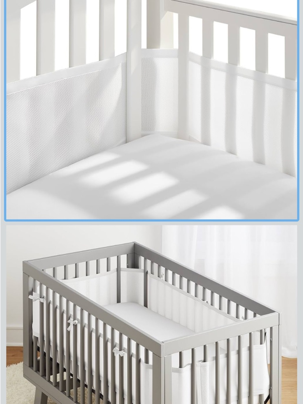Breathable Baby White Crib Mesh Liner